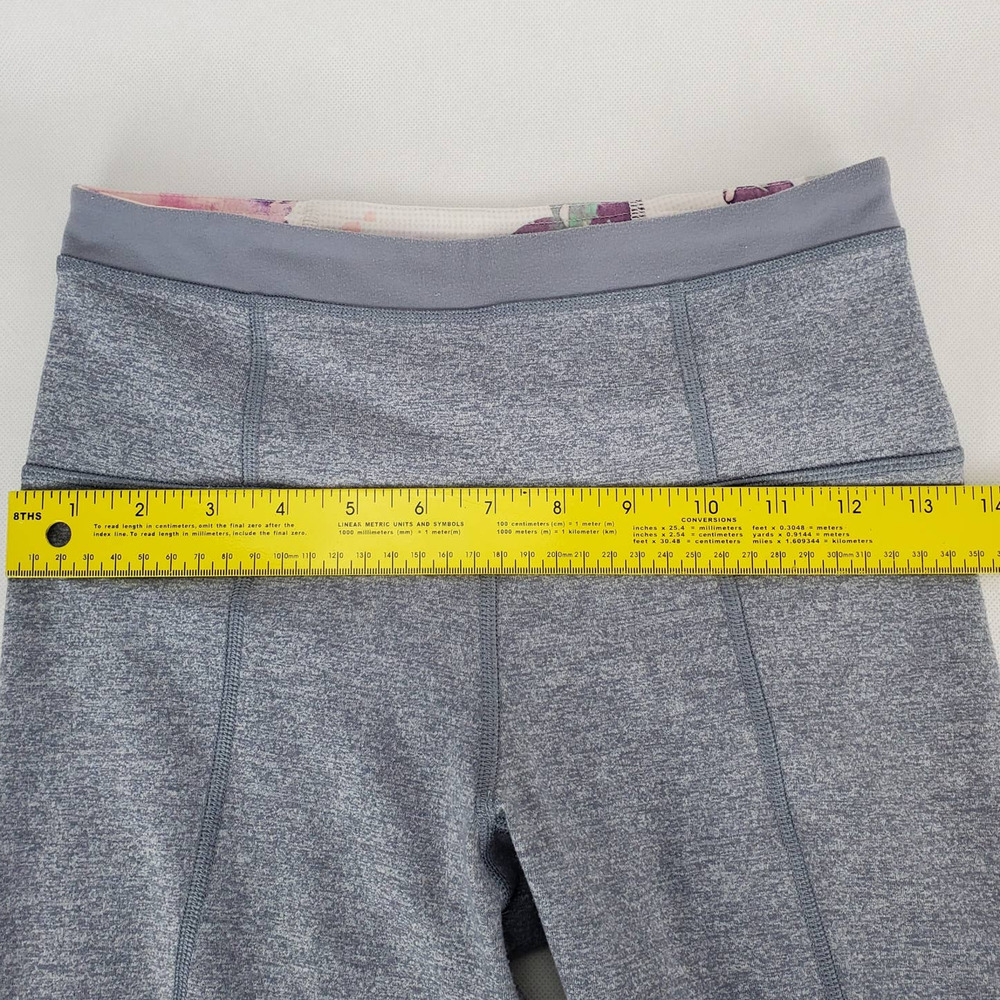 Lululemon Groove Yoga Pant Size 4 Gray w/ Colorful Floral Waist Athleisure Sport - Picture 9 of 10